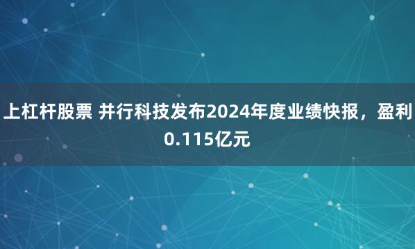 上杠杆股票 并行科技发布2024年度业绩快报，盈利0.115亿元