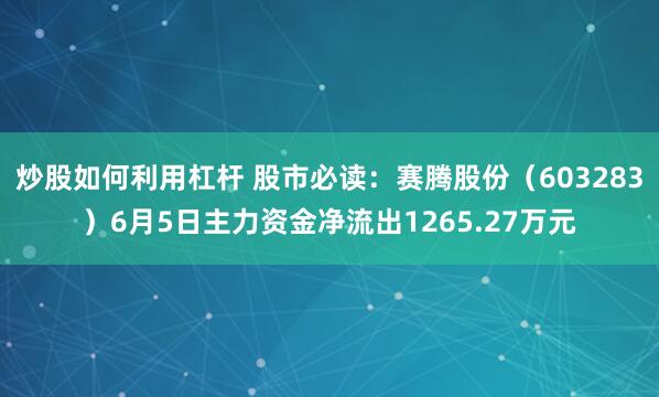 炒股如何利用杠杆 股市必读：赛腾股份（603283）6月5日主力资金净流出1265.27万元