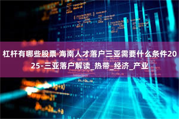 杠杆有哪些股票 海南人才落户三亚需要什么条件2025-三亚落户解读_热带_经济_产业